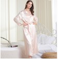 Women's pajamas simulation silk pajamas suspenders nightgown two-piece suit sexy bathrobe home service DL