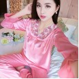 Spring and autumn winter pajamas female long-sleeved Korean version of the simulation silk suit ice silk XL home service can be worn outside