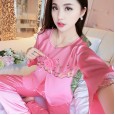 Spring and autumn winter ladies pajamas long-sleeved new simulation silk Korean girl ice silk home service suit summer XA