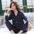 Autumn thin section men's long-sleeved suit silk home service ladies ice silk two-piece suit autumn and winter new couple nightwear
