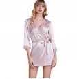 New style pajamas female summer nightgown ladies summer silk fun sexy lace bathrobe morning robe home service YT