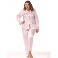 Adding fat to increase the size of women's simulation silk pajamas suit long-sleeved trousers cardigan loose two-piece home service DL