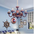 Children's room chandelier Captain America creative cartoon Mediterranean bedroom lamp Nordic eye protection boy and girl room lamp