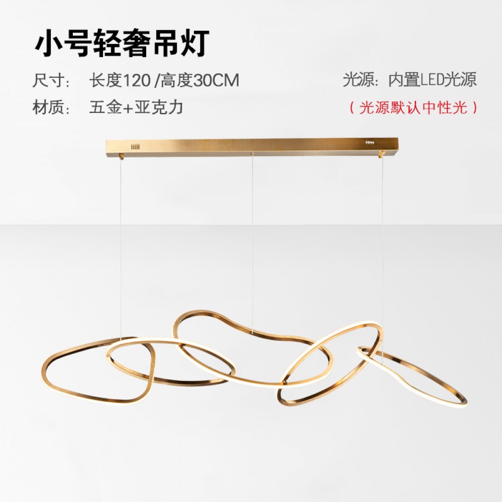 Dining room chandelier light luxury creative bar personality living room minimalist Nordic style stainless steel circle art modeling lamps