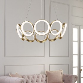 Postmodern ring chandelier creative art simple golden villa Nordic designer light luxury living room lamp