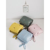 Nordic solid color small fresh and simple embroidery love bowknot Tencel Xia Liang is air-conditioned thin quilt