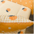 Little citrus, super sweet girl heart, yellow grid, cotton inlay, four-piece twill cotton, skin-friendly bedding