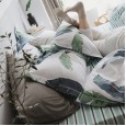 Green plant cotton four-piece large leaves fresh simple bed linen double quilt monstera spring summer Nordic style bedding