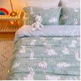 Small fresh cotton cute cartoon quilt cover four piece set 1.2 meters bed pure cotton bedding sheets three piece set