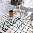 Nordic fabric small fresh and simple tablecloth lattice marble pattern cotton and linen table cloth long table