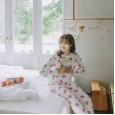 Women's adult knitted cotton printed home service white loquat pajamas skirt strawberry suit