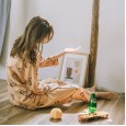 Women's adult knitted cotton printed home service white loquat pajamas skirt strawberry suit