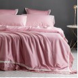 Pink Hollow Lace Solid Color 60 Long-staple Cotton Embroidery Four-Piece Simple Cotton Plain Plain Double Bedding