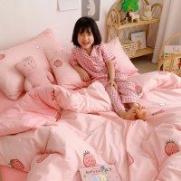 Warm four-piece cotton pure cotton simple crystal coral velvet bed sheet quilt cover bed hat three-piece bedding