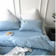 Washed cotton solid color four-piece suit cotton simple double four-piece bedding bed sheet quilt cover