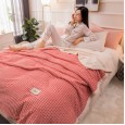 Double-layer blanket quilt thickening winter warm blanket coral velvet plush sheets flannel female sofa nap blanket