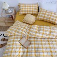 Four-piece plaid bedding cotton cotton girl heart washed cotton bed linen Nordic style summer