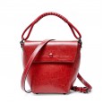 Summer new niche design female bag cowhide bucket bag leather vertical casual shoulder bag
