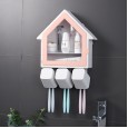 T42 Bathroom Shelf House Brushing Cup Toothbrush Holder Perforated Toilet Wash Set Storage Rack