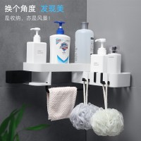 Non-marking bathroom rack, toilet, punch-free rotating storage rack, plastic self-adhesive wall hanging triangle rack