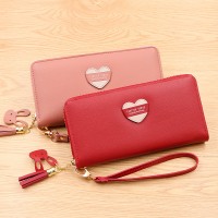 Wallet ladies long zipper wallet new Japanese and Korean fashion large capacity heart-shaped tassel phone clutch