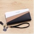 New ladies clutch bag wallet female long section Korean version contrast color stitching zipper tassel large capacity wallet mobile phone bag