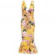 Summer New Women's Skirt V-neck Slim Print Ruffle Dress