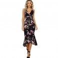 Summer New Women's Skirt V-neck Slim Print Ruffle Dress