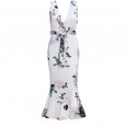 Summer New Women's Skirt V-neck Slim Print Ruffle Dress