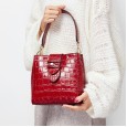 New women's bag spring and summer leather handbags crocodile pattern handbag shoulder messenger fashion bucket ladies bag