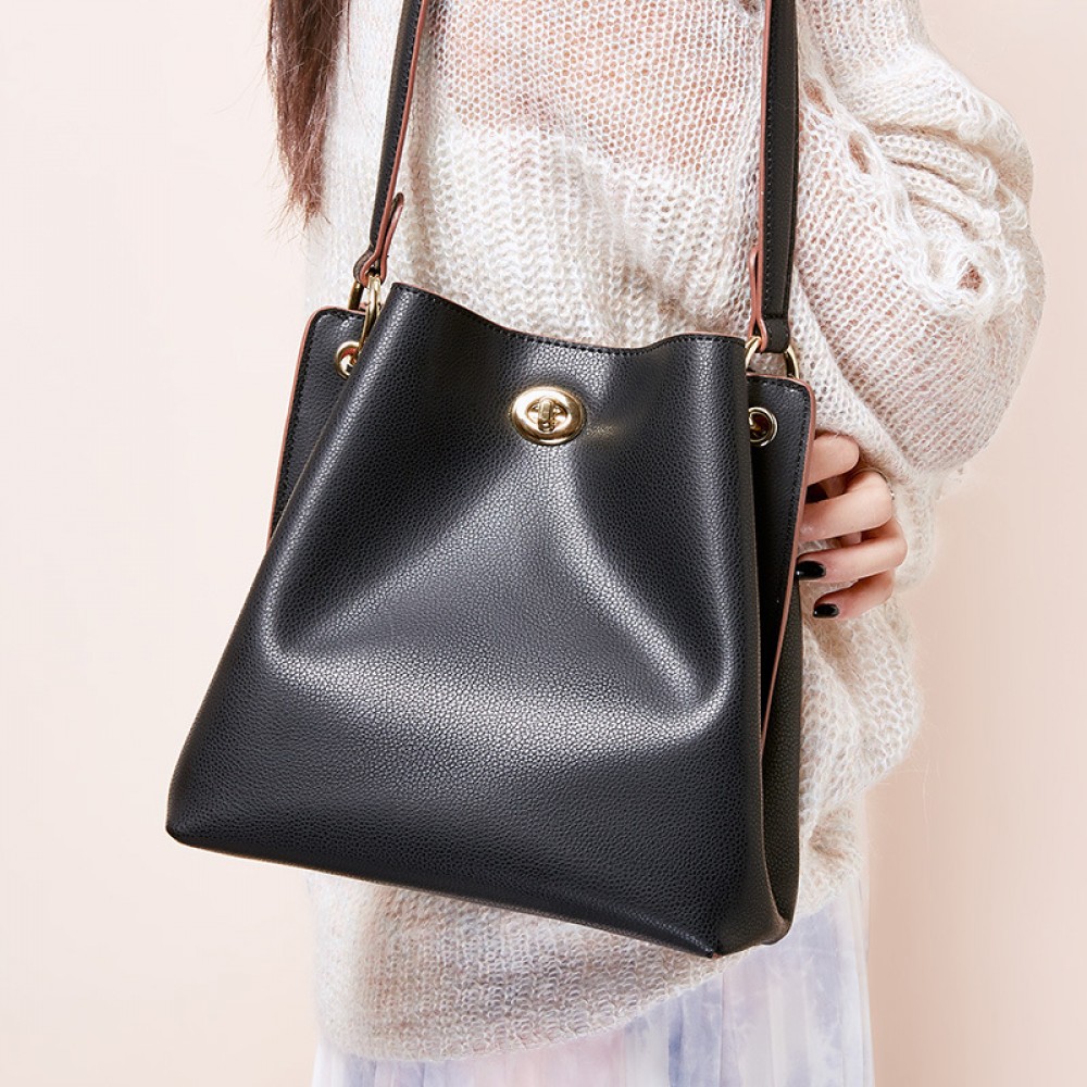 Leather handbags new oil wax cowhide large-capacity bucket bag casual portable messenger shoulder bag