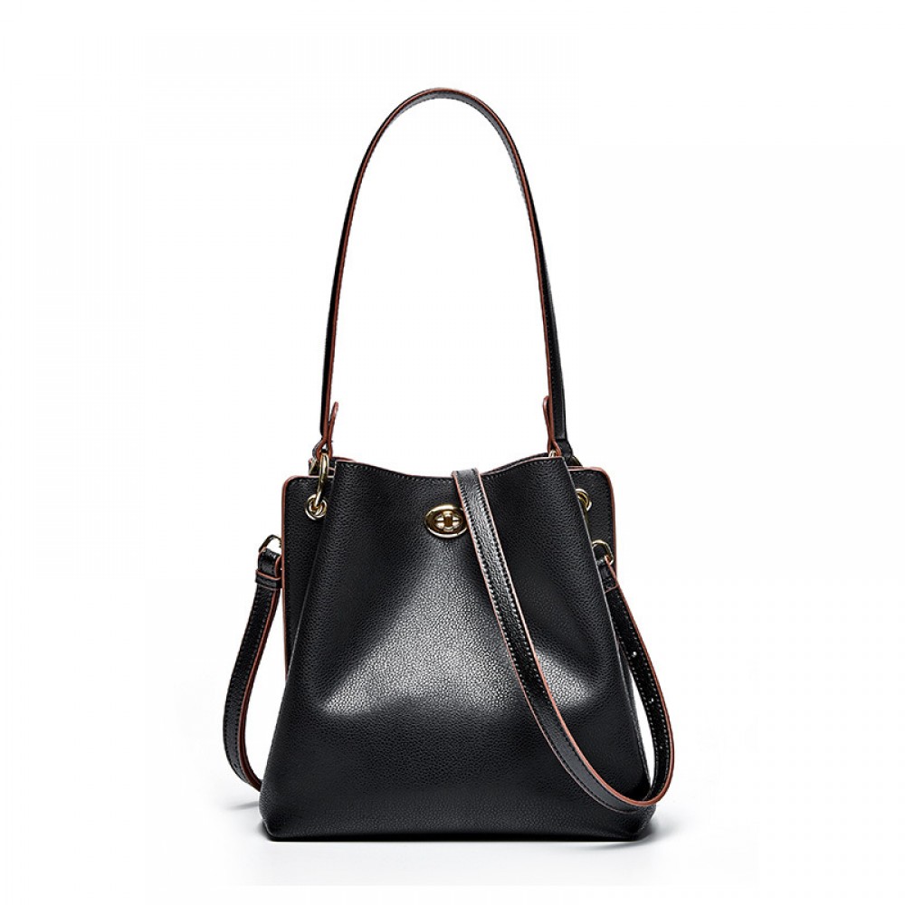 Leather handbags new oil wax cowhide large-capacity bucket bag casual portable messenger shoulder bag