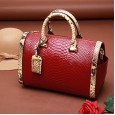 Summer new cowhide women's bag explosion models Boston women's bag snake pattern shoulder shoulder crossbody bag cowhide ladies bag