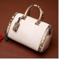 Summer new cowhide women's bag explosion models Boston women's bag snake pattern shoulder shoulder crossbody bag cowhide ladies bag