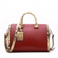 Summer new cowhide women's bag explosion models Boston women's bag snake pattern shoulder shoulder crossbody bag cowhide ladies bag