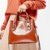 Bags women's new bucket bag fashion shoulder portable large capacity ladies leather handbags