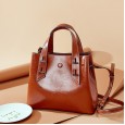 Bags women's new bucket bag fashion shoulder portable large capacity ladies leather handbags