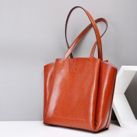 New women's bag fashion leather tote bag large capacity bag shoulder solid color soft bag