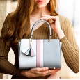 Women's bag spring and summer new fashion Korean cowhide simple platinum bag contrast color leather female bag handbag lady bag