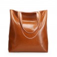 Summer new cowhide female bag fashion ladies bag simple tote bag large capacity fashion portable shopping bag