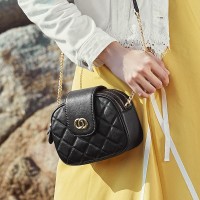 Genuine leather small fragrant female bag new fashion wild messenger small bag ladies single shoulder female bag diamond chain bag female