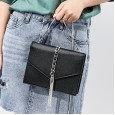 The new bag tassel small square bag diagonal cowhide shoulder fashion wild female leather handbag