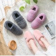 Autumn and winter cotton slippers home female bag with thick bottom anti-skid month childbirth home furry cotton shoes winter indoor