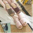 Cotton linen slippers female summer home household linen mute indoor home couple anti-skid soft bottom floor four seasons universal
