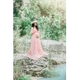 Women's lace pregnant women trailing short-sleeved one-piece dress skirt photography flying flying sleeve dress 8919