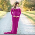 Women's mercerized cotton pregnant women V-neck trailing jumpsuit long dress photography dress M001