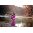 Women's mercerized cotton pregnant women ruffled sleeves trailing jumpsuit long dress photography dress 8942