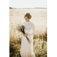 Women's lace stitching Korean linen pregnant women fluttering hundred-fold skirt long-sleeved split photography with long dress 1941