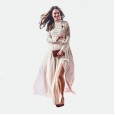 Women's lace stitching Korean linen pregnant women fluttering hundred-fold skirt long-sleeved split photography with long dress 1941