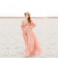 Sexy deep word collar fluttering sleeves mercerized cotton stitching chiffon loose elegant jumpsuit 1942